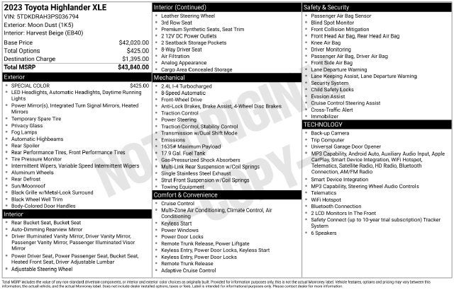2023 Toyota Highlander XLE