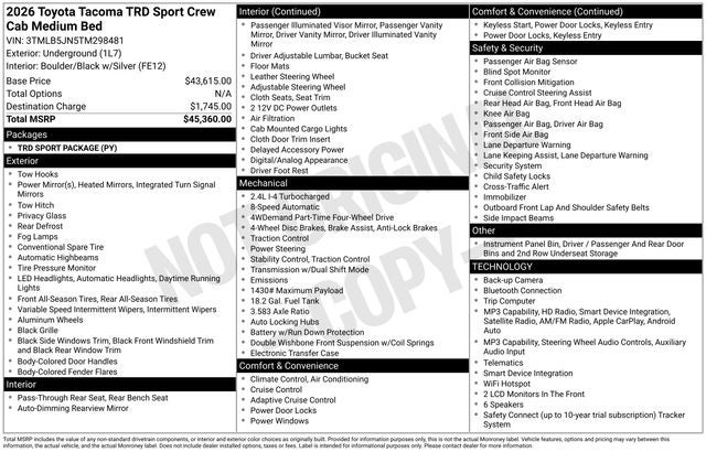 2026 Toyota Tacoma TRD Sport