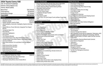 2026 Toyota Camry XSE
