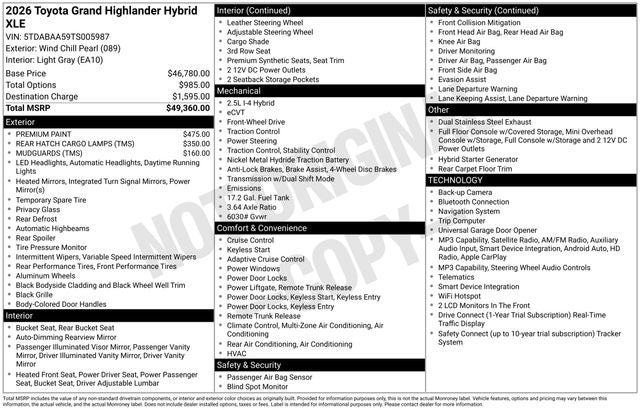 2026 Toyota Grand Highlander Hybrid XLE