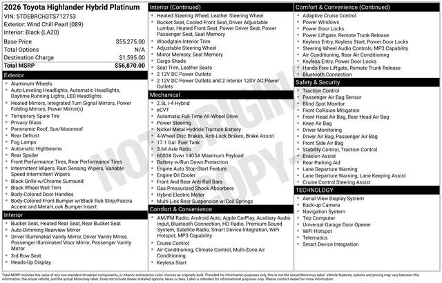 2026 Toyota Highlander Hybrid Platinum AWD's photo