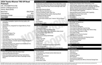 2026 Toyota 4Runner TRD Off-Road Premium