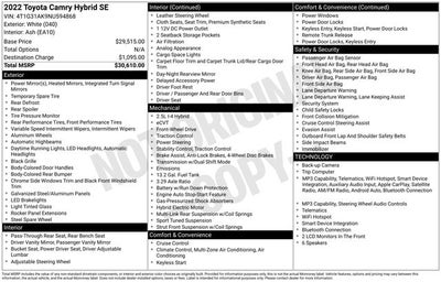 2022 Toyota Camry Hybrid SE