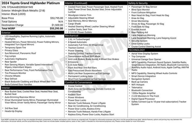 2024 Toyota Grand Highlander Platinum