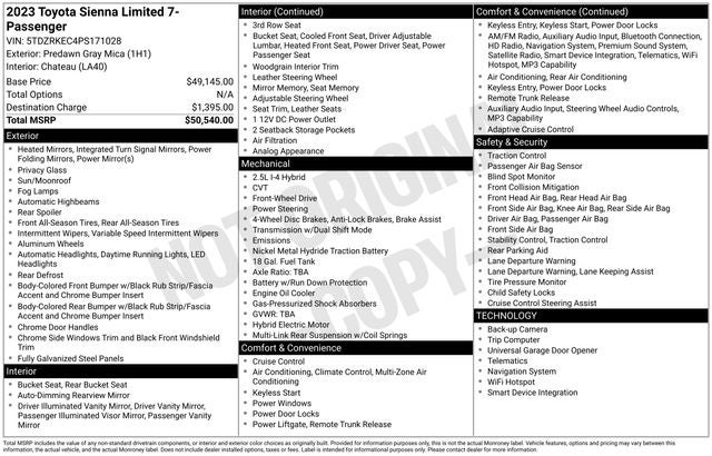 2023 Toyota Sienna Limited 7 Passenger