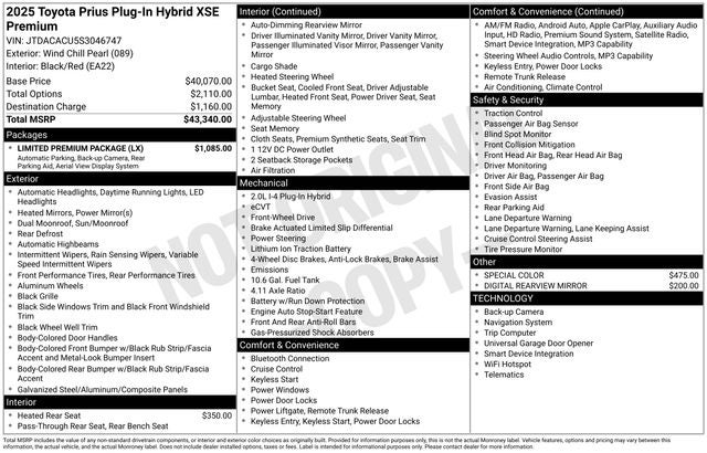 2025 Toyota Prius Plug-In Hybrid XSE Premium