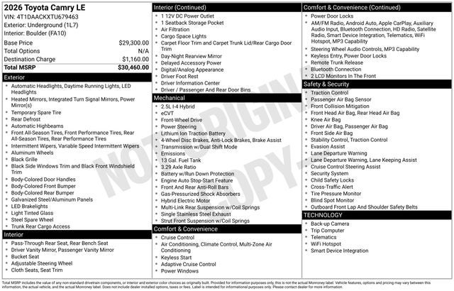 2026 Toyota Camry LE