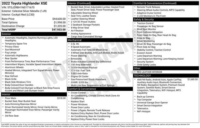 2022 Toyota Highlander XSE